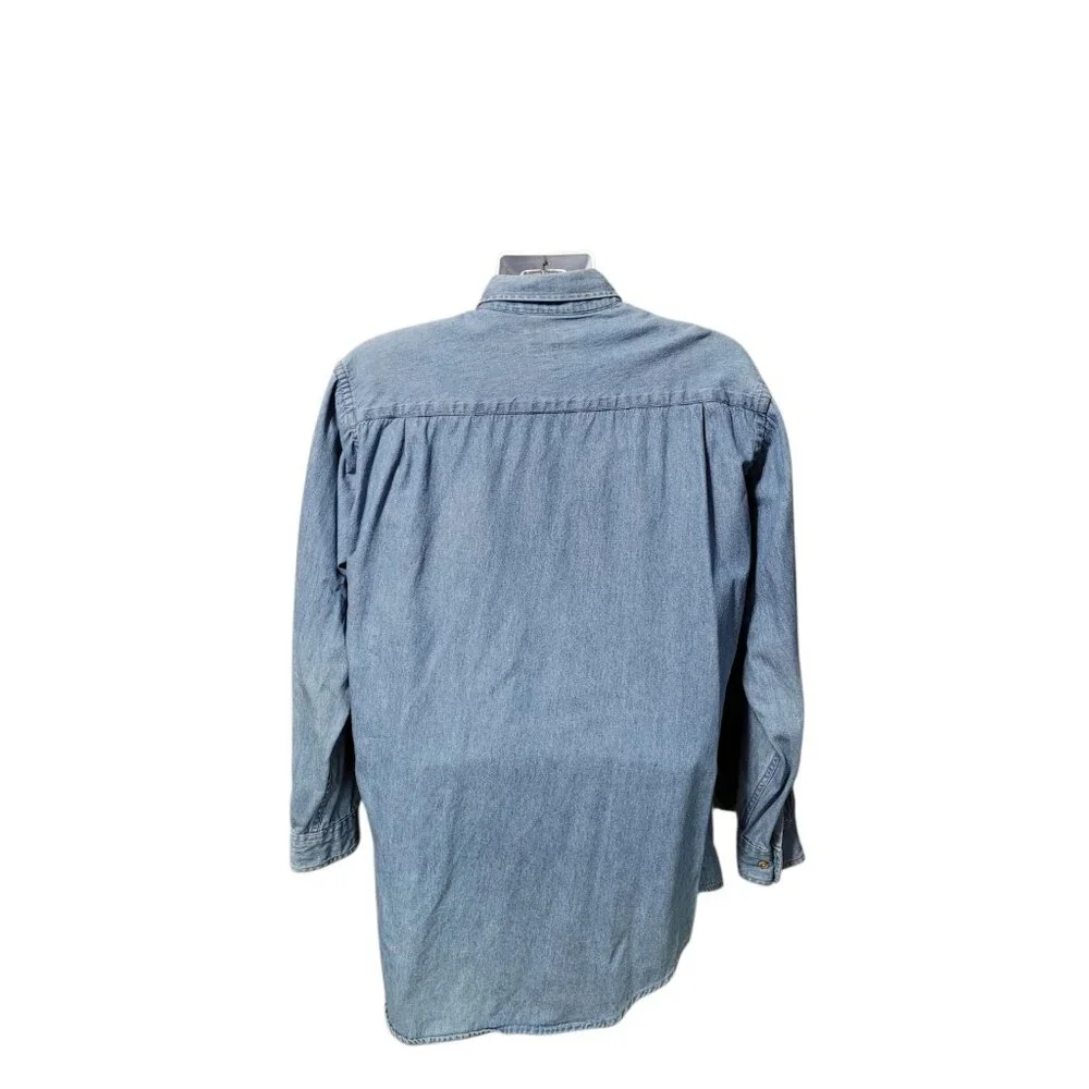 Arrow Blue Jeans Co Men’s Chambray Button Down Shirt 15.5 100% Cotton Light Wash - Picture 10 of 10